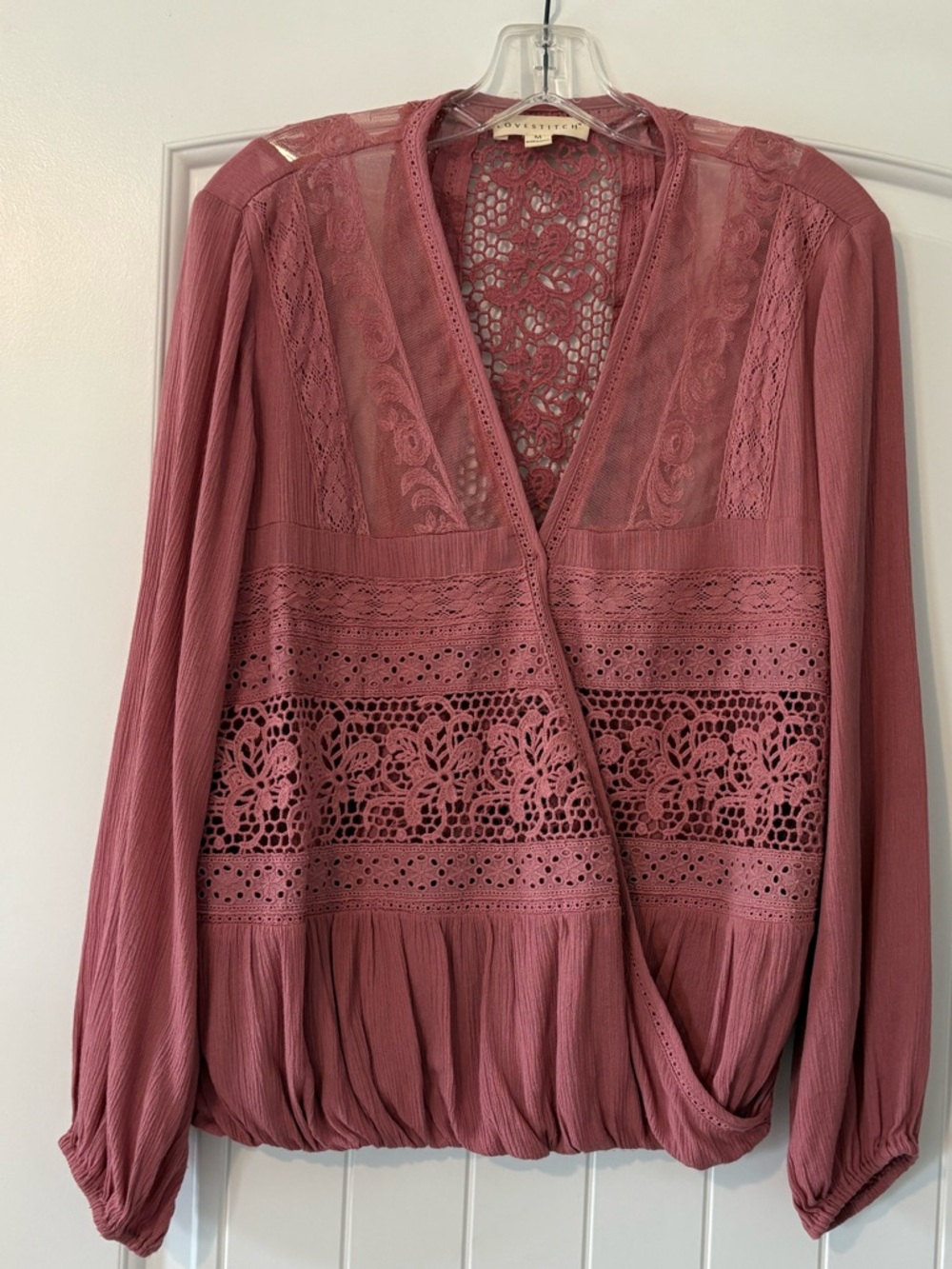 Lovestitch Crochet Lace Mauve Top Medium